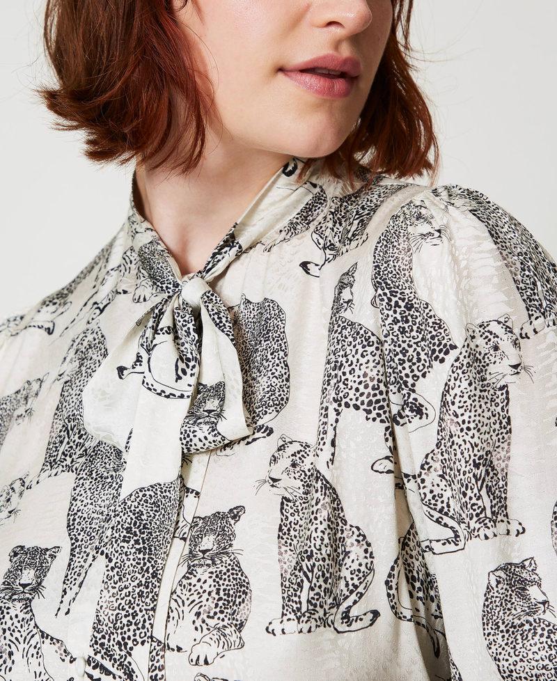 Scee by twin set Camicia jacquard con stampa giaguaro Economico