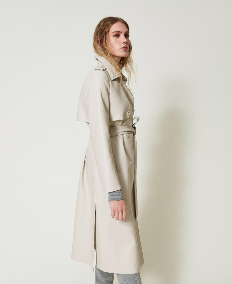 Scee by twin set Trench lungo spalmato con cintura In Vendita
