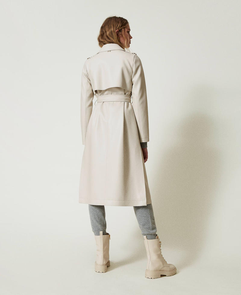 Scee by twin set Trench lungo spalmato con cintura In Vendita