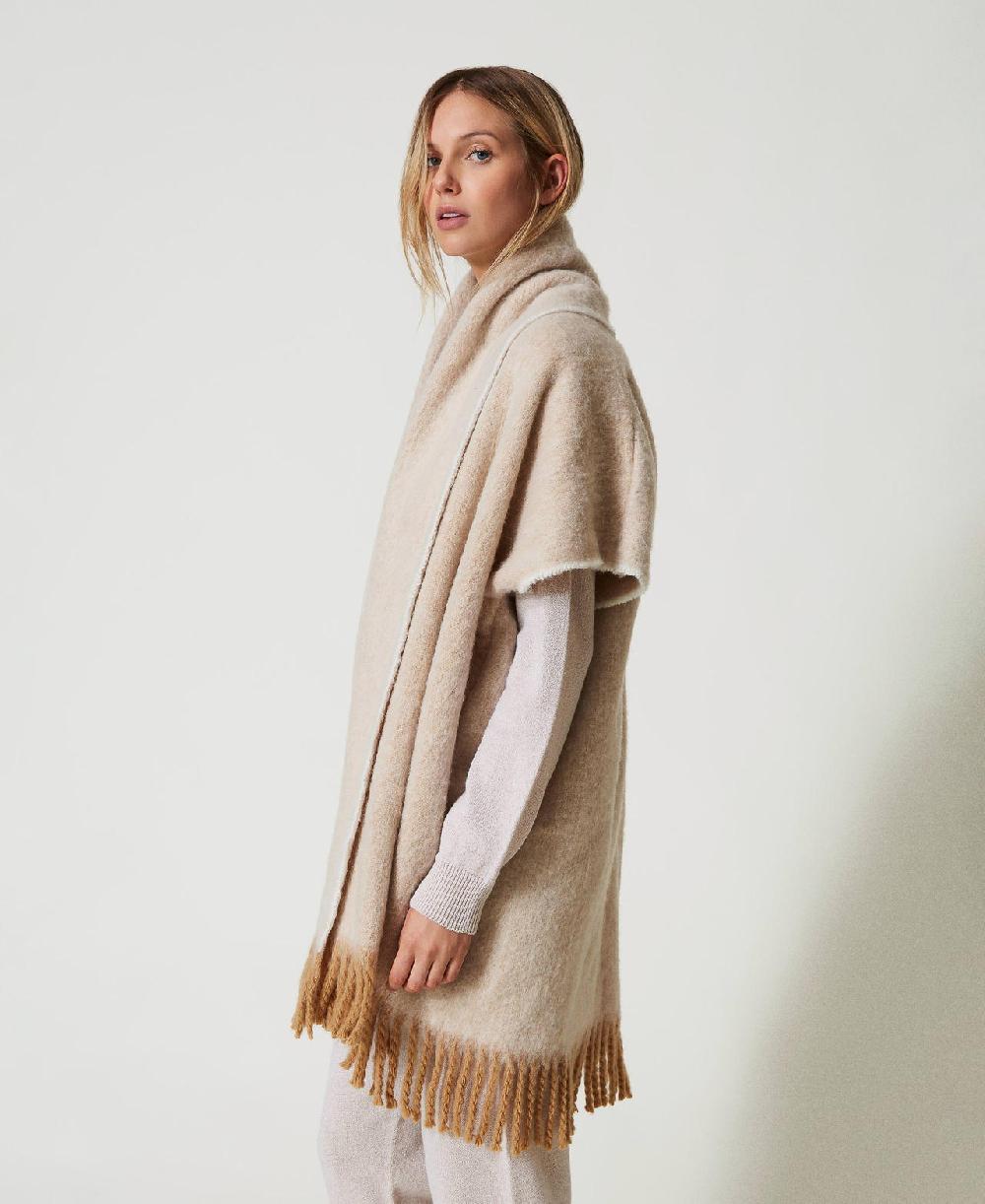 Scee by twin set Poncho mélange con frange Saldi