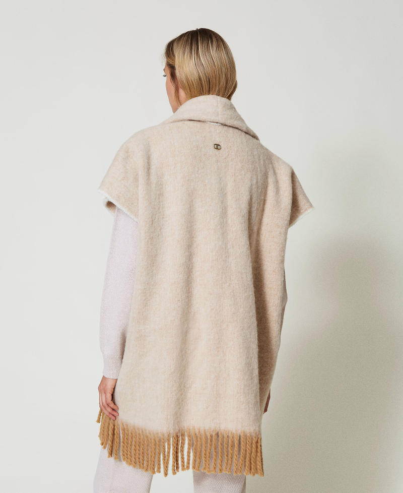Scee by twin set Poncho mélange con frange Saldi