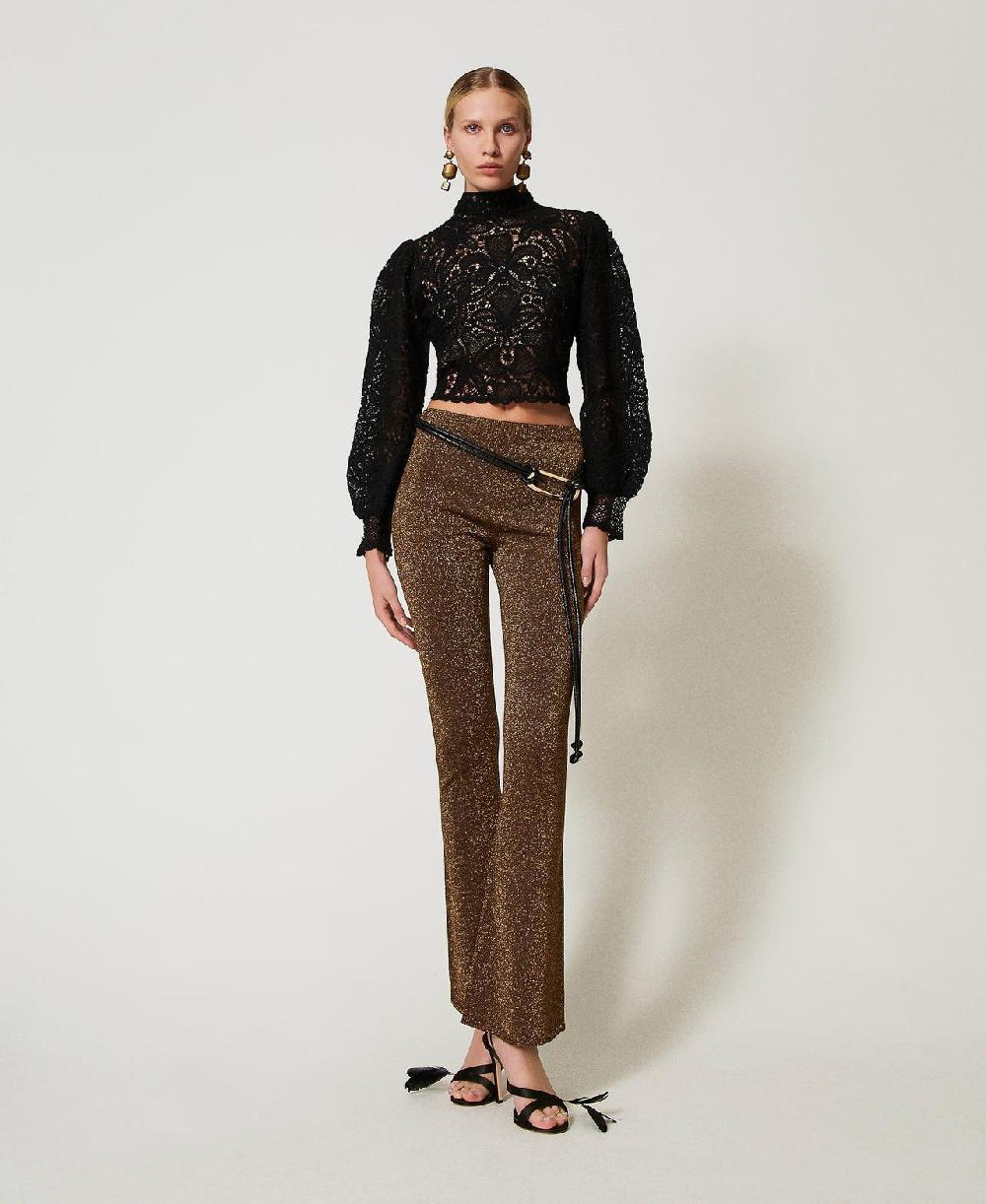 Scee by twin set Pantaloni flare in maglia con lurex Offerte