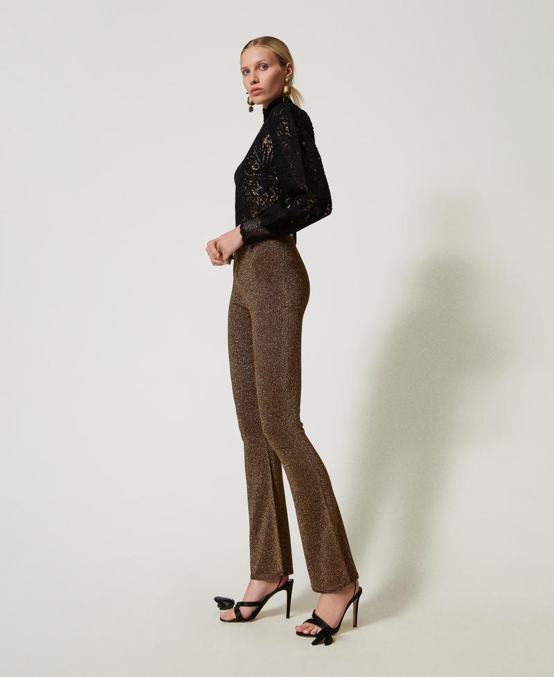 Scee by twin set Pantaloni flare in maglia con lurex Offerte