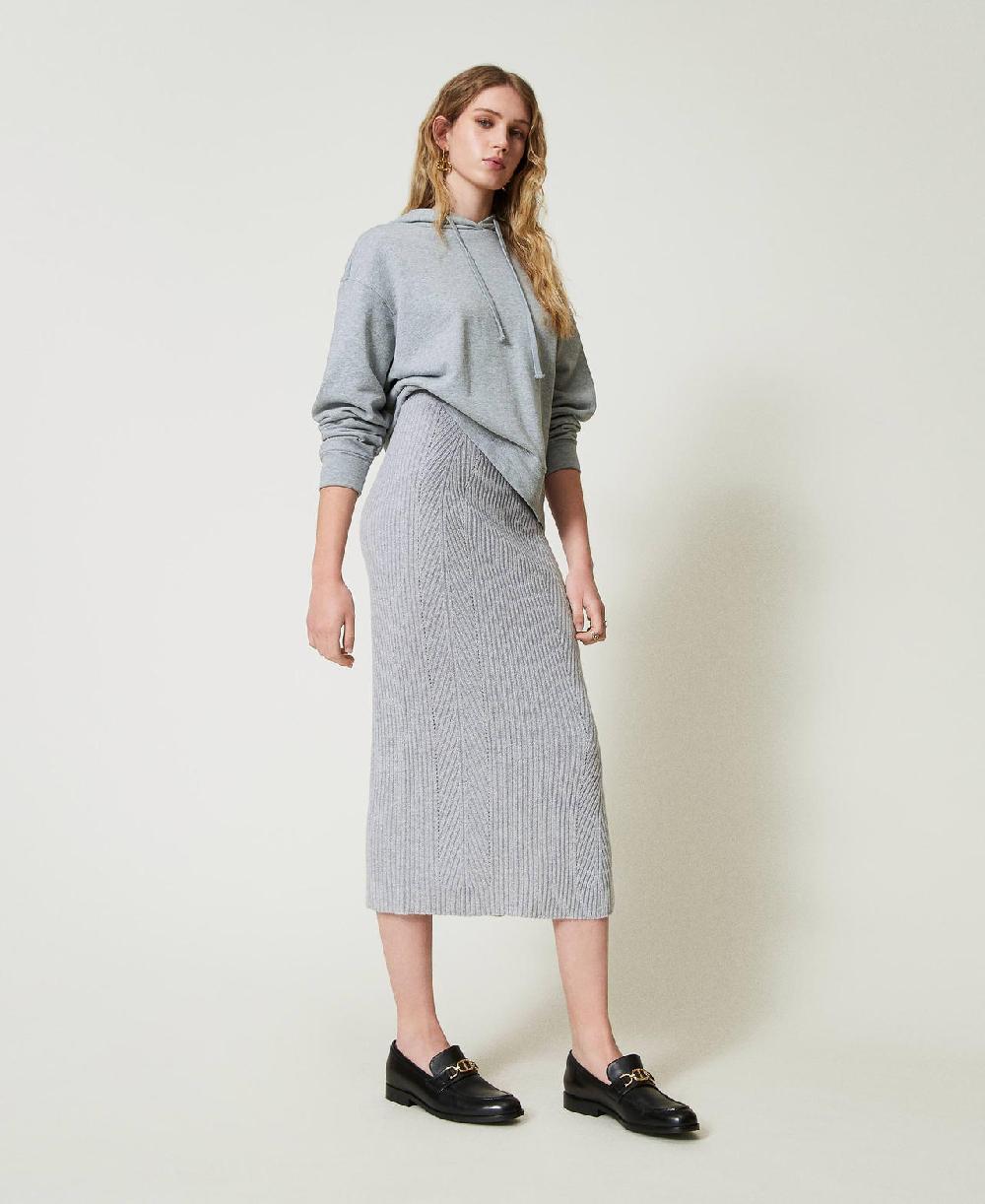 Scee by twin set Gonna longuette in maglia misto lana e lurex Vendita Economica