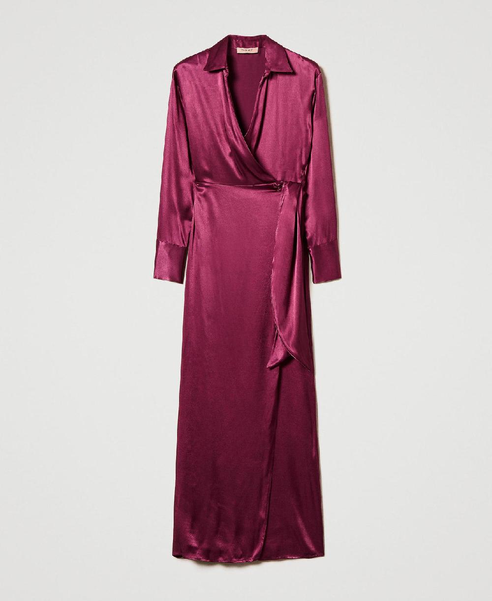 Scee by twin set Abito lungo in raso a portafoglio Moda