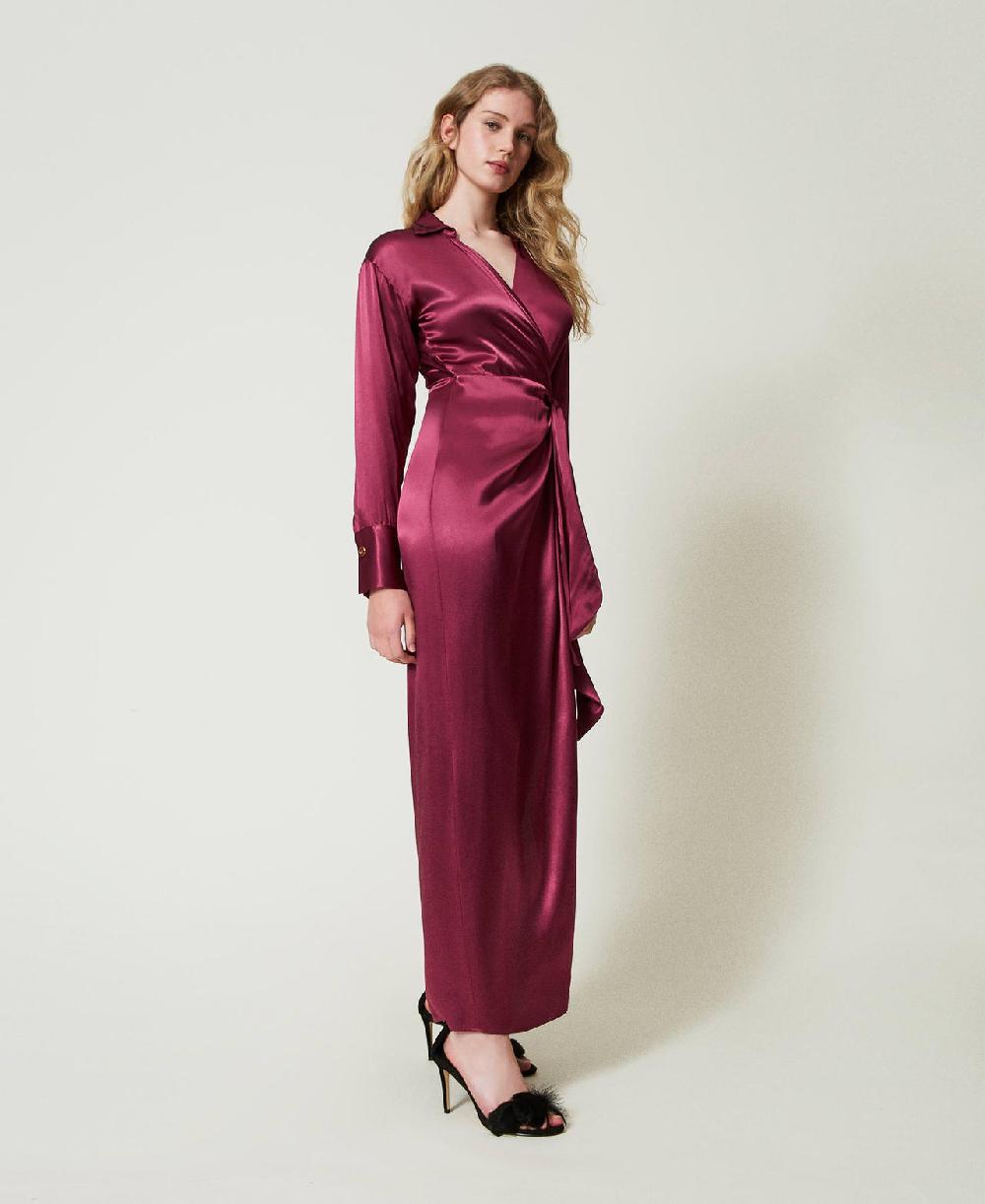 Scee by twin set Abito lungo in raso a portafoglio Moda