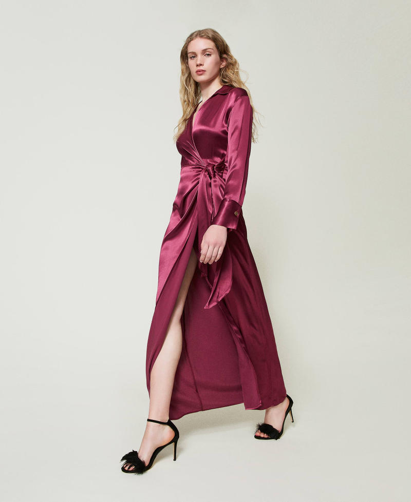Scee by twin set Abito lungo in raso a portafoglio Moda