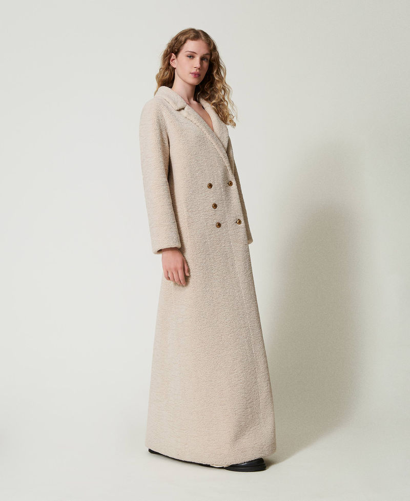 Scee by twin set Cappotto lungo doppiopetto in faux fur Prezzo di fabbrica