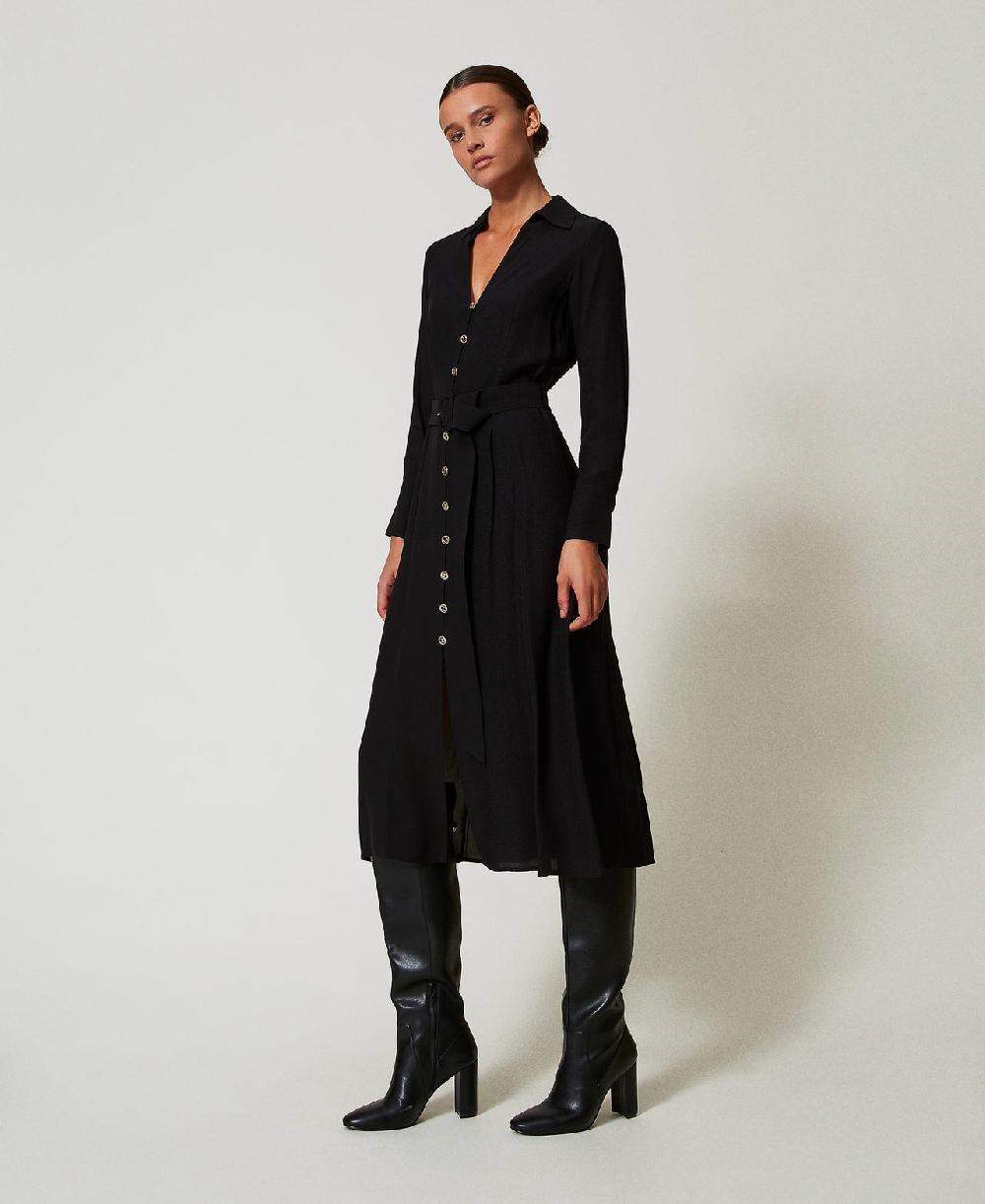 Scee by twin set Abito lungo chemisier in crêpe georgette Offerta speciale