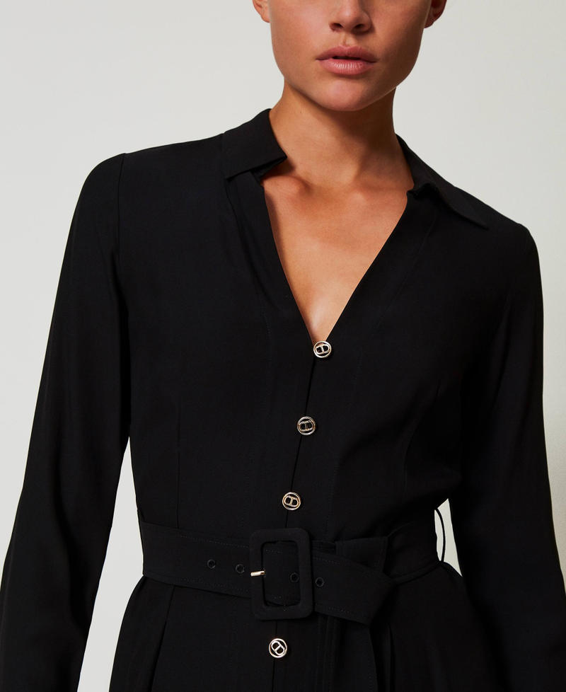 Scee by twin set Abito lungo chemisier in crêpe georgette Offerta speciale
