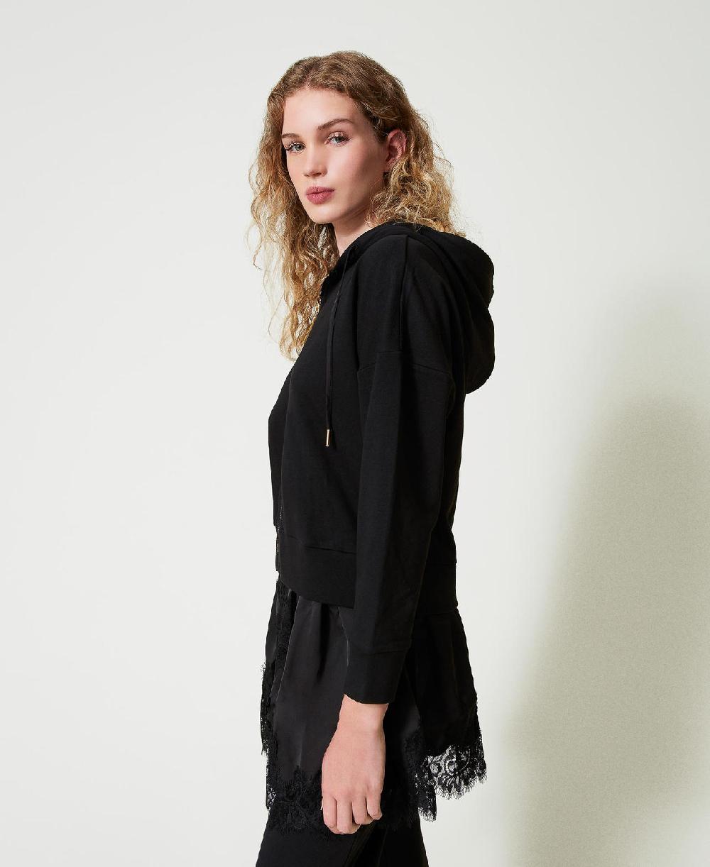 Scee by twin set Felpa con raso e pizzo Flash Sale