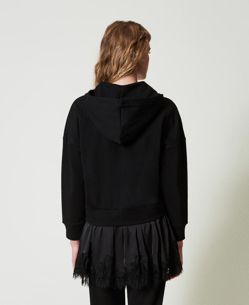 Scee by twin set Felpa con raso e pizzo Flash Sale