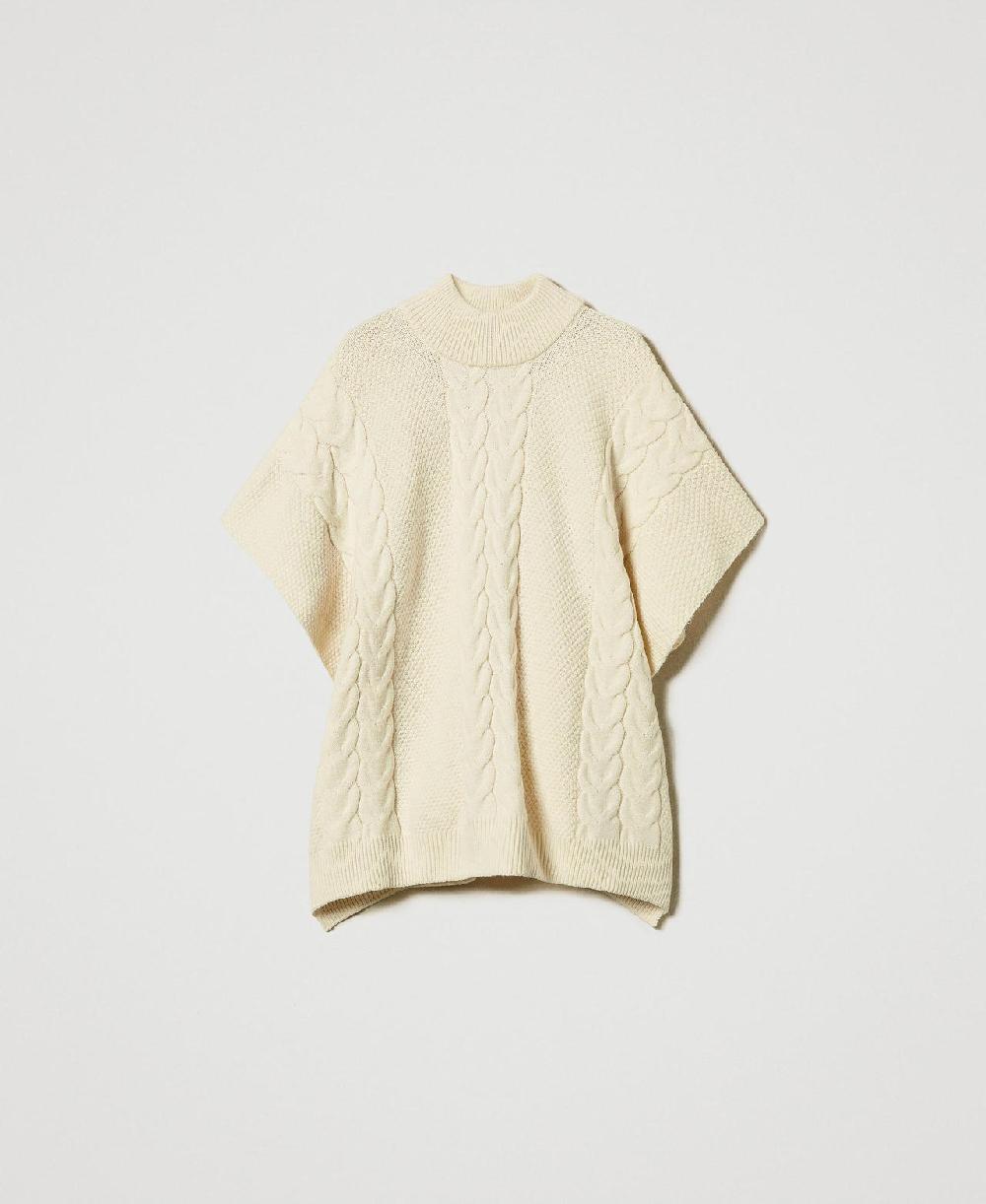 Scee by twin set Poncho in maglia con trecce Offerta esclusiva