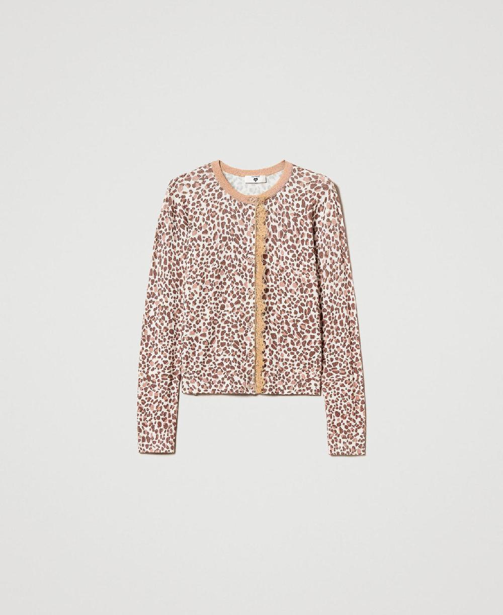 Scee by twin set Cardigan in maglia con stampa e pizzo Vendita calda