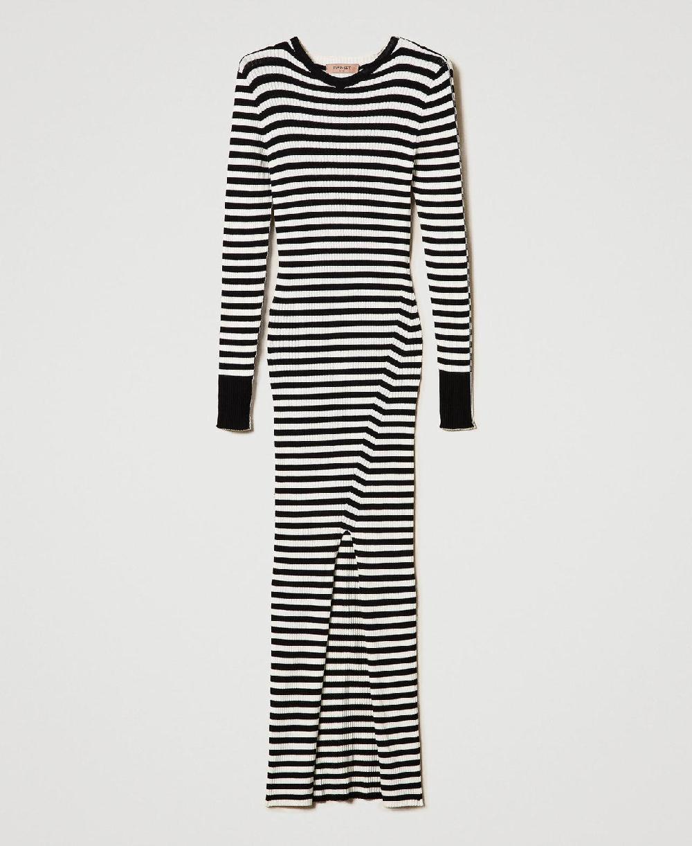 Scee by twin set Abito lungo in maglia a righe Latest fashion