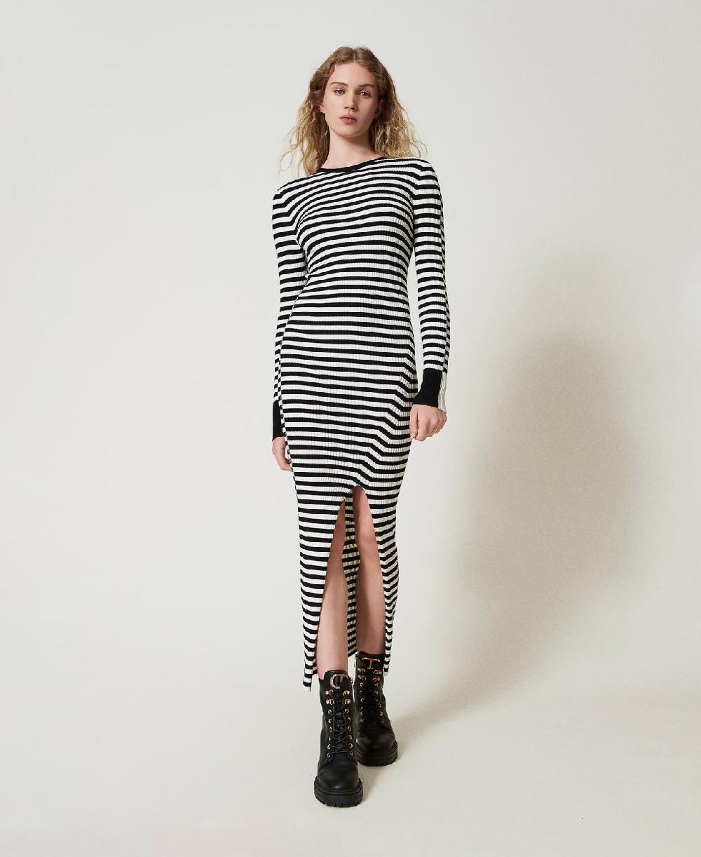 Scee by twin set Abito lungo in maglia a righe Latest fashion