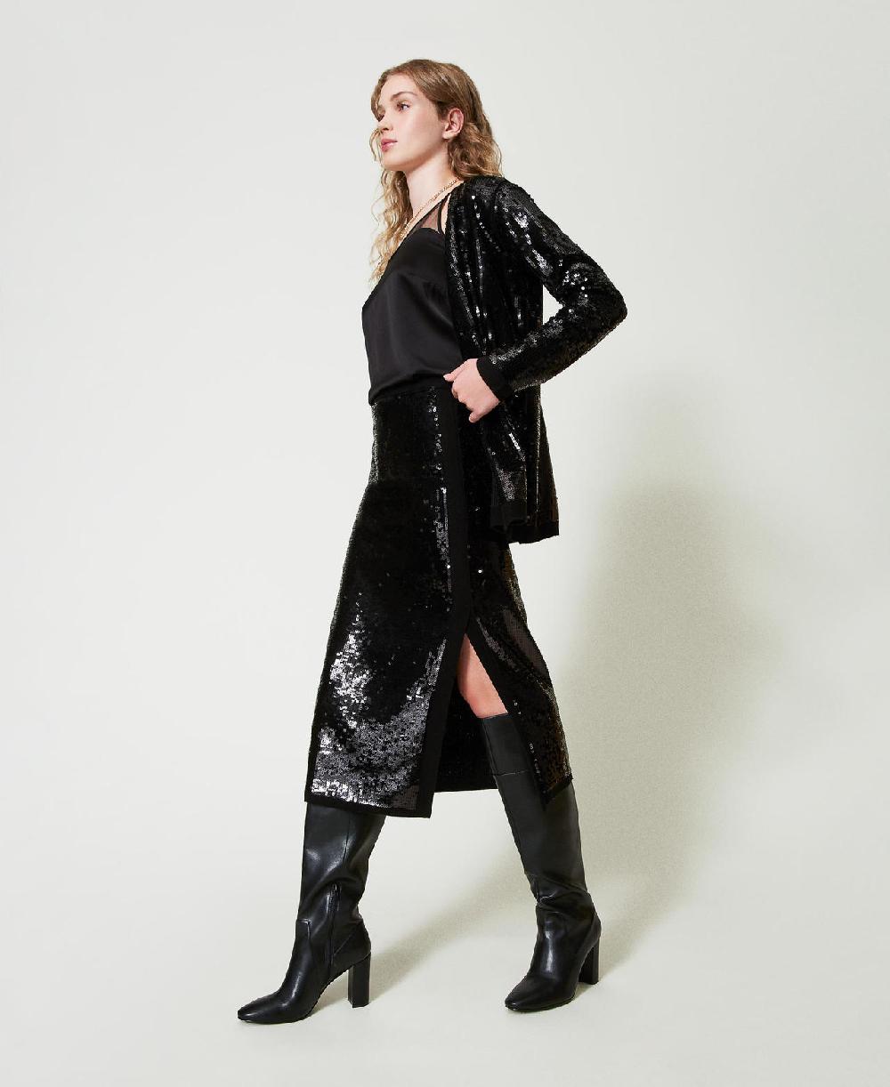 Scee by twin set Gonna longuette in maglia full paillettes Offerta temporanea