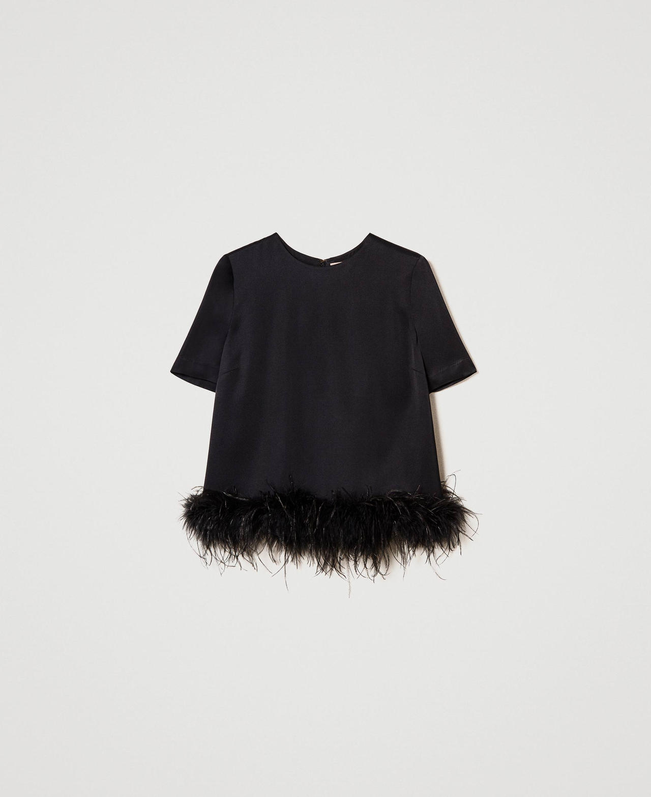 Scee by twin set Blusa in raso con piume Bestseller