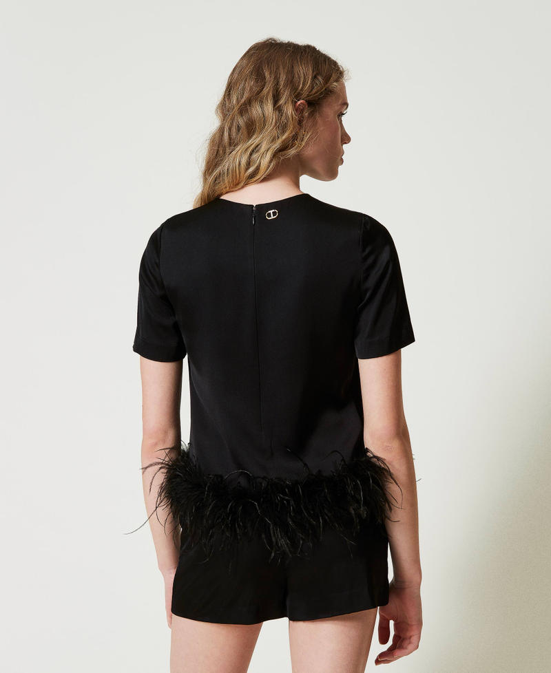 Scee by twin set Blusa in raso con piume Bestseller