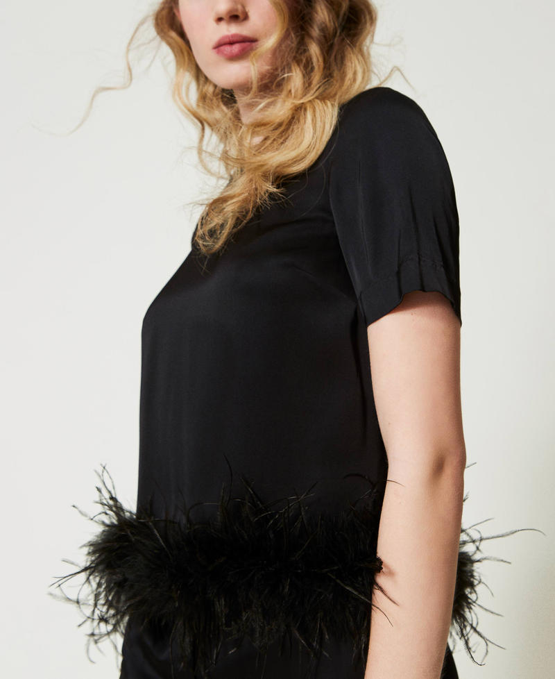 Scee by twin set Blusa in raso con piume Bestseller