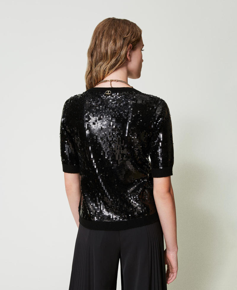 Scee by twin set Maglia con ricamo in full paillettes Offerte stagionali