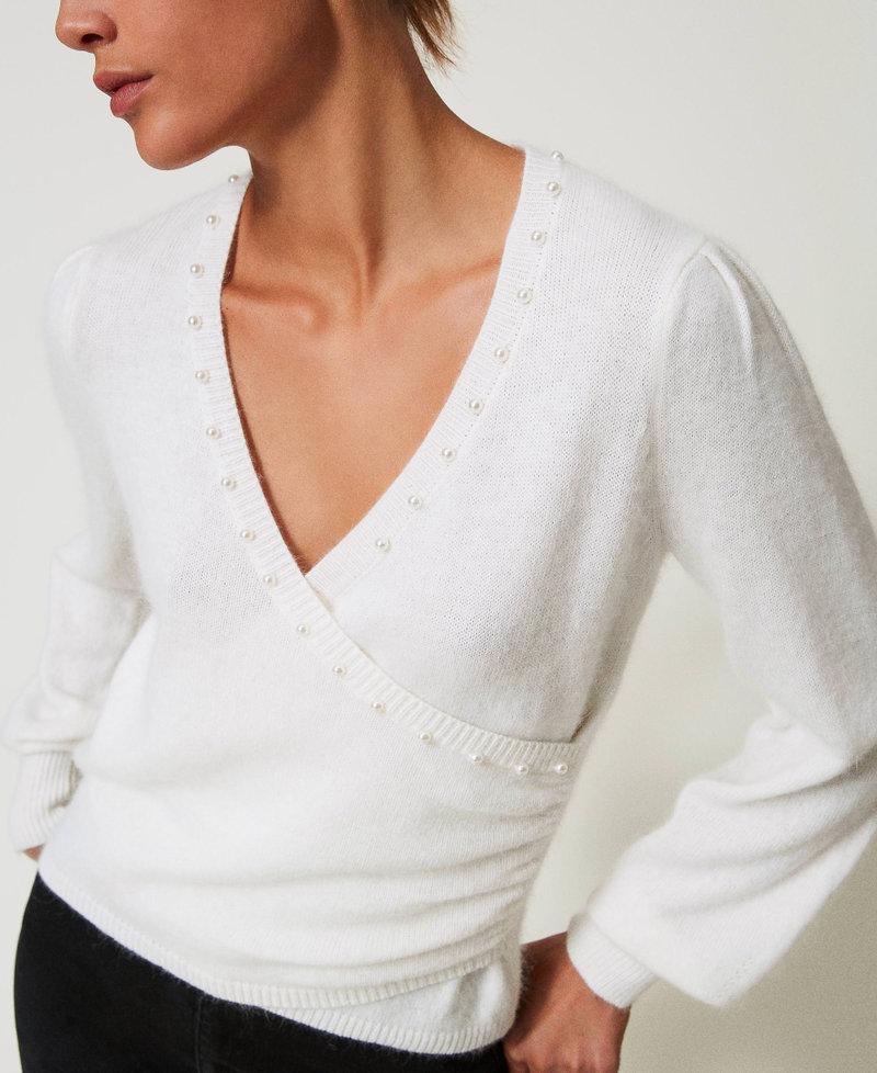 Scee by twin set Maglia in misto angora con perle Sconti VIP