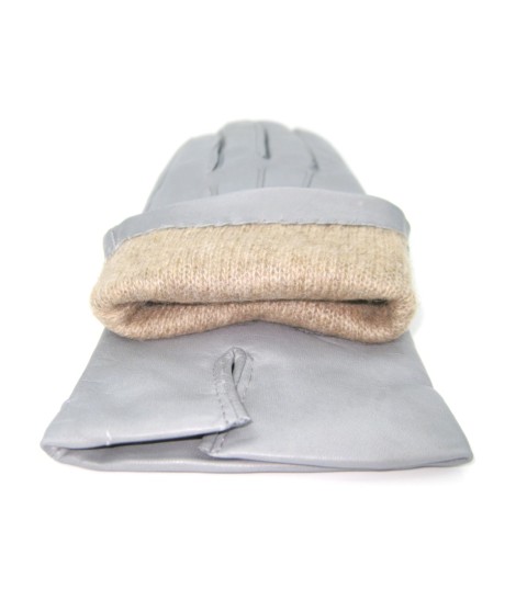 Sermoneta Gloves Guanto in Capretto 2bt con 3 cordoni fod. cashmere Grigio Perla 2025