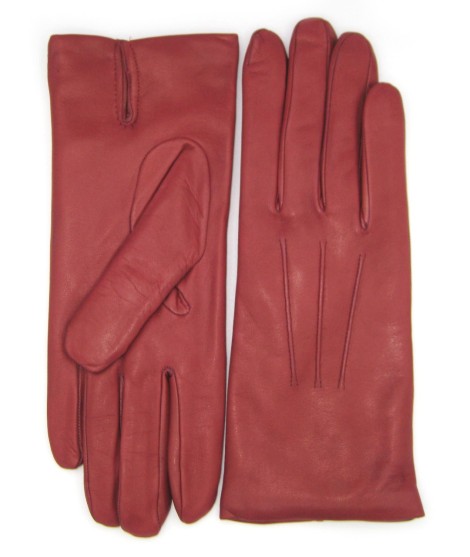 Sermoneta Gloves Guanto in Capretto 2bt con 3 cordoni fod. cashmere Vino Rosso Italia