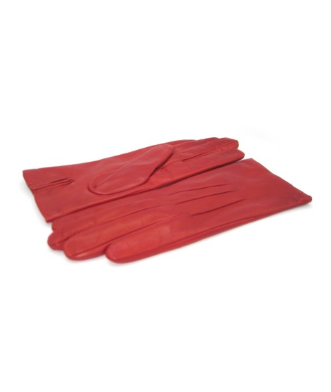 Sermoneta Gloves Guanto in Capretto 2bt con 3 cordoni fod. cashmere Rosso scuro Nuovo