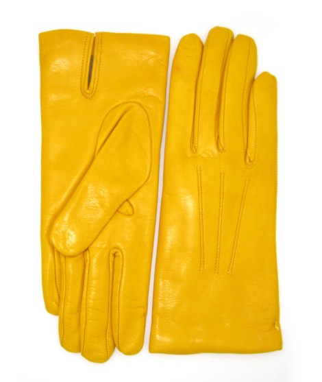 Sermoneta Gloves Guanto in Capretto 2bt con 3 cordoni fod. cashmere Giallo Promozione