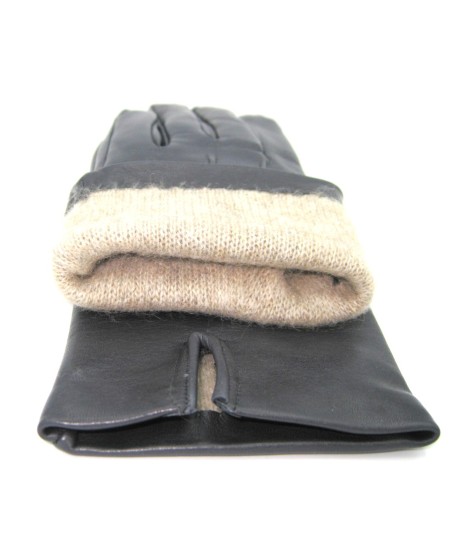 Sermoneta Gloves Guanto in Capretto 2bt con 3 cordoni fod. cashmere Grigio scuro Spedizione Gratuita