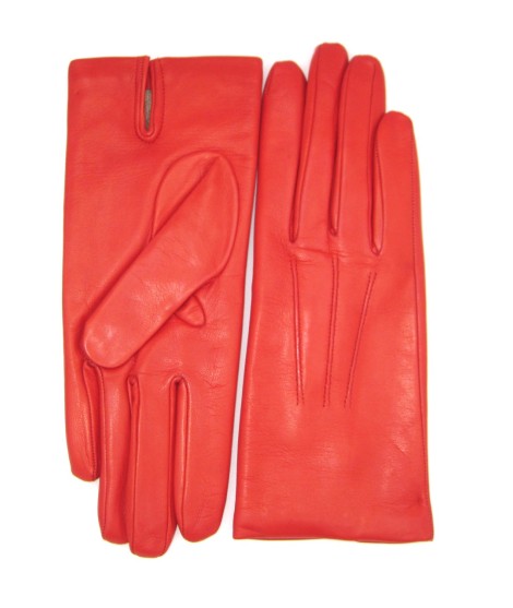 Sermoneta Gloves Guanto in Capretto 2bt con 3 cordoni fod. cashmere Rosso Pezzi Unici