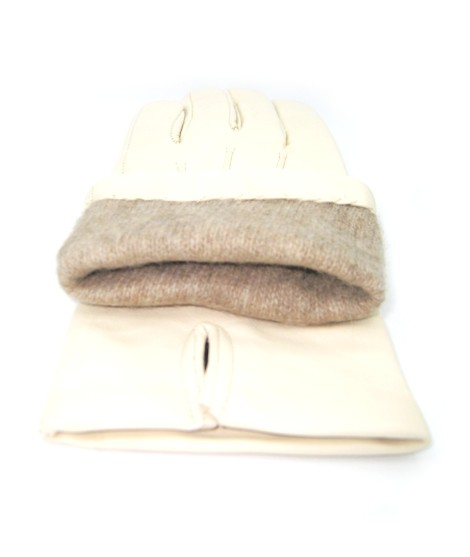 Sermoneta Gloves Guanto in Capretto 2bt con 3 cordoni fod. cashmere Panna Soddisfazione Garantita