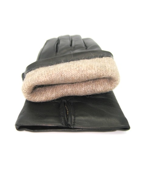 Sermoneta Gloves Guanto in Capretto 2bt con 3 cordoni fod. cashmere T.Moro Qualità Garantita
