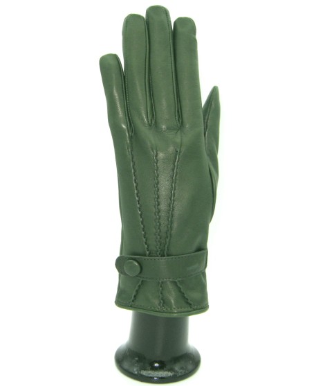 Sermoneta Gloves Guanto in Nappa con cinturino fod cashmere Verde oliva Consegna Veloce