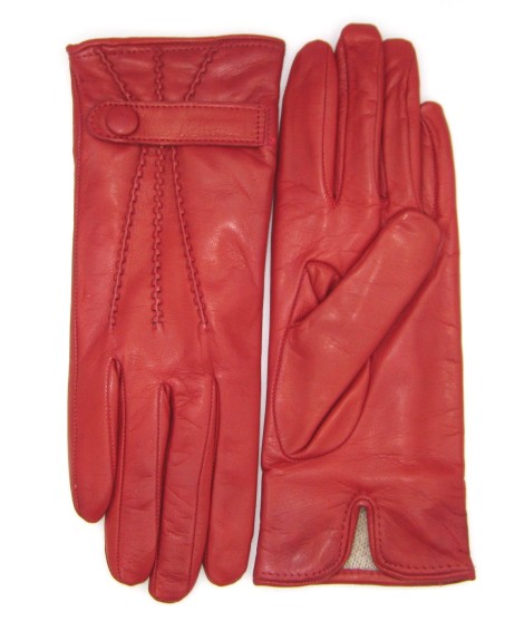 Sermoneta Gloves Guanto in Nappa con cinturino fod cashmere Rosso scuro Promozione Limitata