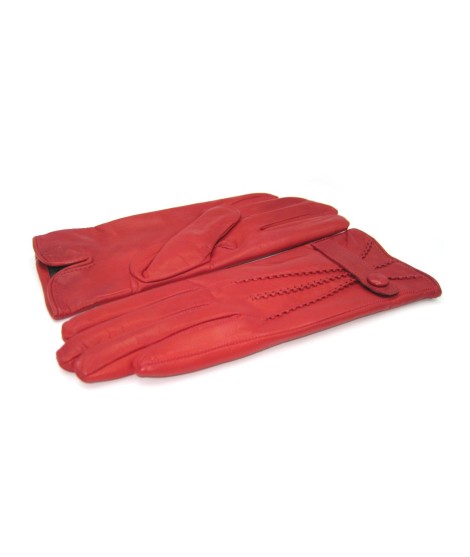 Sermoneta Gloves Guanto in Nappa con cinturino fod cashmere Rosso scuro Promozione Limitata