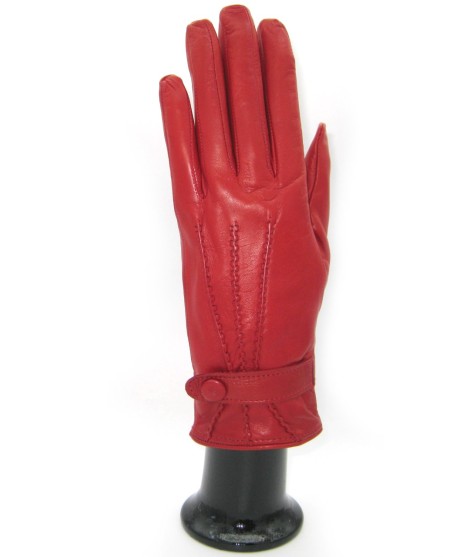 Sermoneta Gloves Guanto in Nappa con cinturino fod cashmere Rosso scuro Promozione Limitata