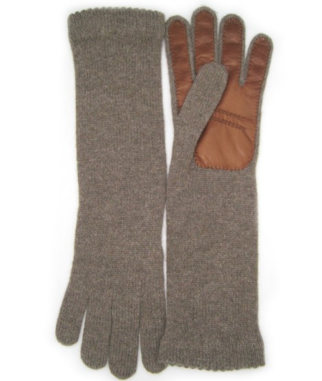 Sermoneta Gloves Guanto in 100% cashmere 4bt con palmo in Nappa Castoro/Tan Affare Del Giorno