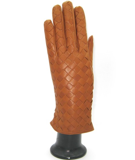 Sermoneta Gloves Guanto in Nappa Intrecciato fodera cashmere Tan Prezzo Ridotto