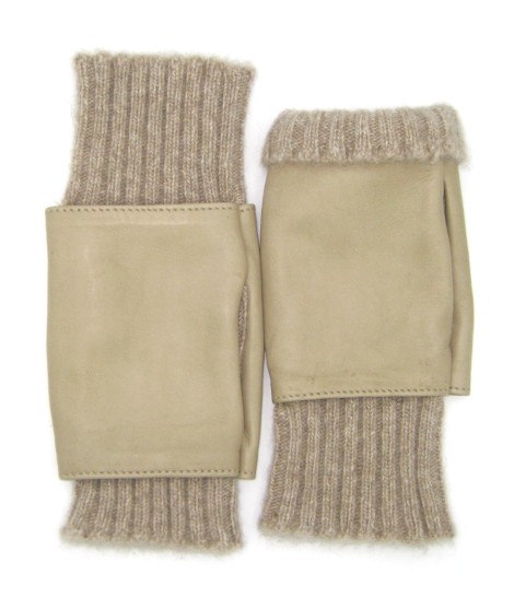 Sermoneta Gloves Guanto Manicotto in Nappa 2bt fodera cashmere Toupe Sottocosto