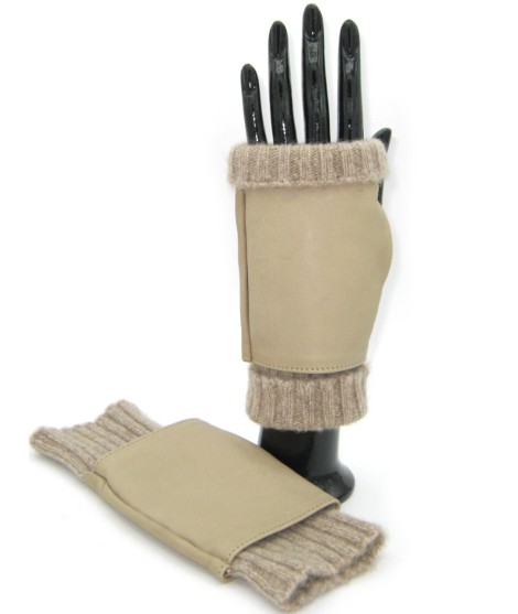 Sermoneta Gloves Guanto Manicotto in Nappa 2bt fodera cashmere Toupe Sottocosto