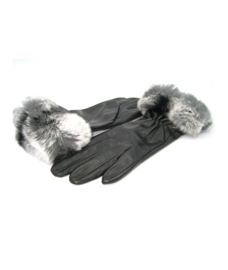 Sermoneta Gloves Guanto in Nappa con bordo Rex foderato cashmere Nero Sconto