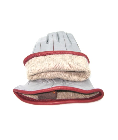 Sermoneta Gloves Guanto in Nappa con intarsi a contrasto Grigio Perla/Bordeaux Hotsell
