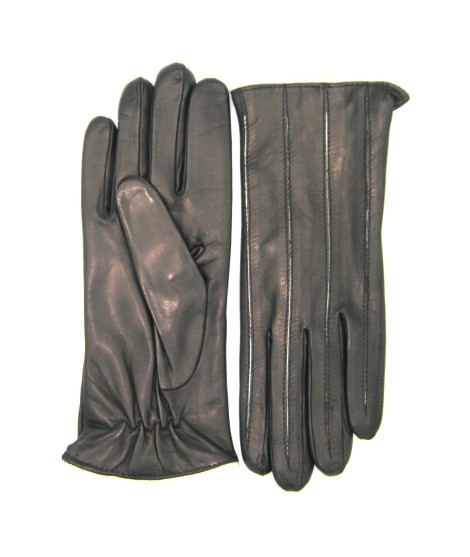 Sermoneta Gloves Guanto in Nappa con intarsi a contrasto Nero/Panna Vendita Calda