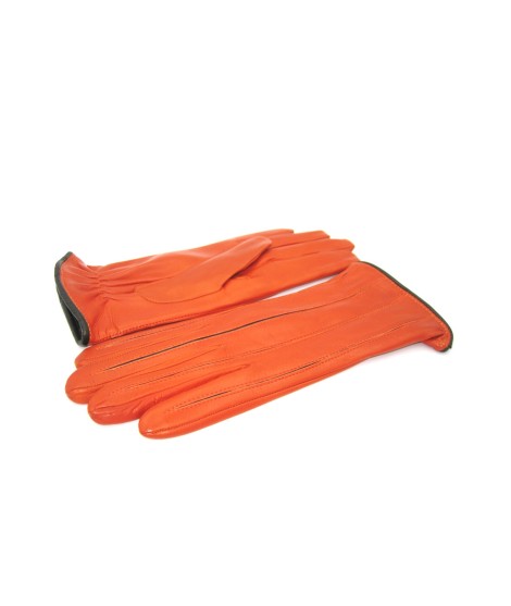 Sermoneta Gloves Guanto in Nappa con intarsi a contrasto Arancio/Moro Vendita Economica