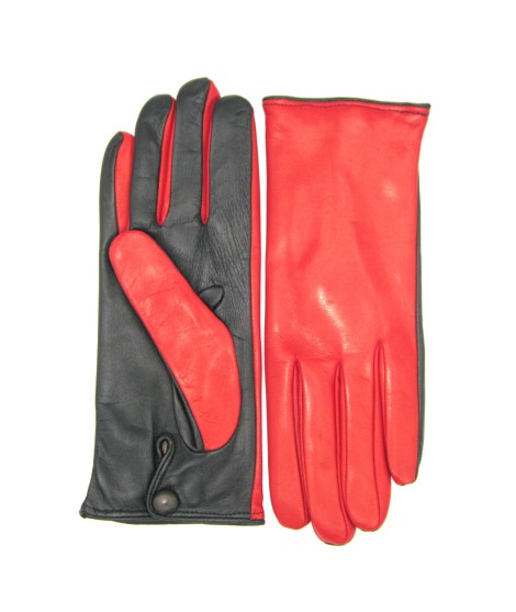 Sermoneta Gloves Guanto Nappa fodera cashmere Touch Screen Rosso/Nero Saldi Di Fabbrica