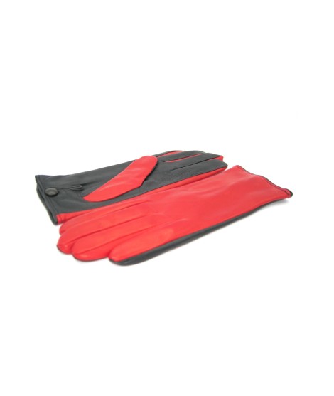 Sermoneta Gloves Guanto Nappa fodera cashmere Touch Screen Rosso/Nero Saldi Di Fabbrica