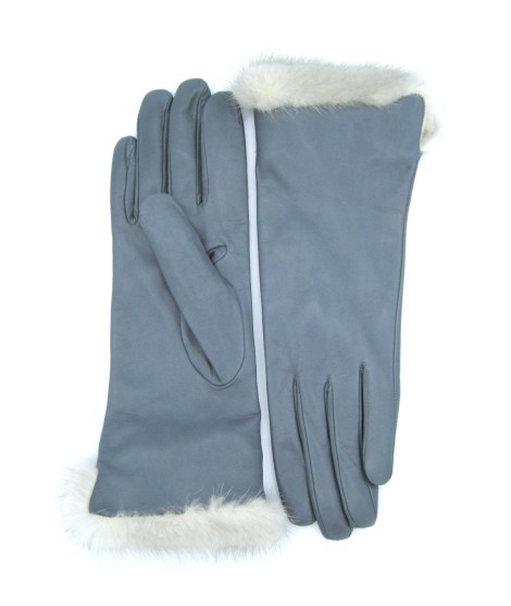 Sermoneta Gloves Guanto in Nappa 4bt con risvolto in Visone Grigio Perla Shopping Online
