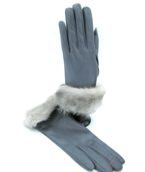 Sermoneta Gloves Guanto in Nappa 4bt con risvolto in Visone Grigio Perla Shopping Online